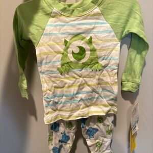 Green and Striped Monster Pajama Set